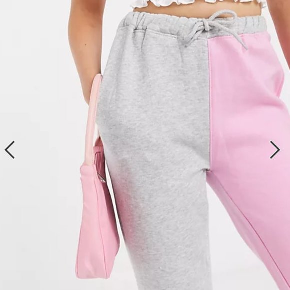 New 2 Toned Pink & Grey Adorable Sweat Pants - Picture 5 of 17